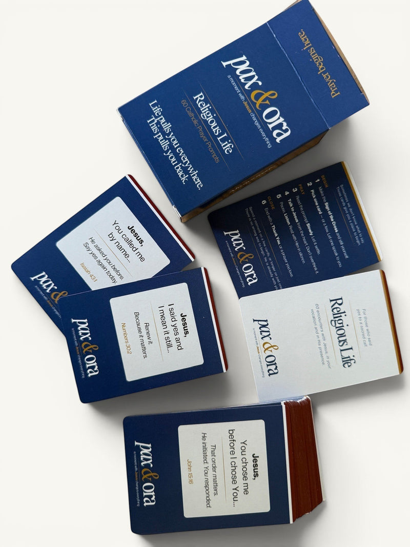 Catholic Prayer Cards — Pax & Ora Religious Life 60 Catholic Prayer Prompts on premium smooth card stock with matte finish.