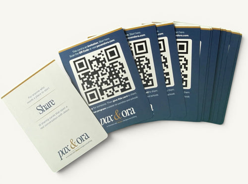 Catholic Evangelization Cards by Pax & Ora. Share pack includes 15 cards with QR codes and matte finish.